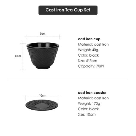 Oriental Cast Iron Tea Cup & Saucer Set