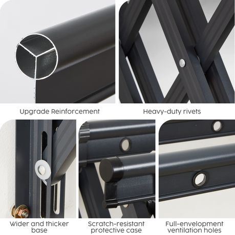 2m Wall-Mounted Aluminium Drying Rack with Windproof Clips