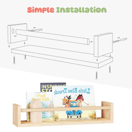 Solid Pine Wood Floating Shelves - 3-Pack