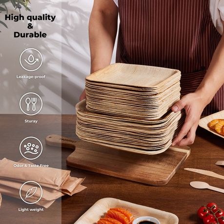 Disposable Biodegradable Palm Leaf Tray Set