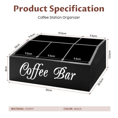 5-Compartment Countertop Coffee & Tea Station Organiser
