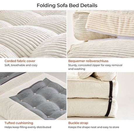 White 3-in-1 Folding Sofa Bed