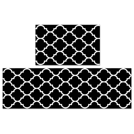 Black Non-Slip Absorbent Floor Mat Set - 50x80cm & 50x160cm Runner
