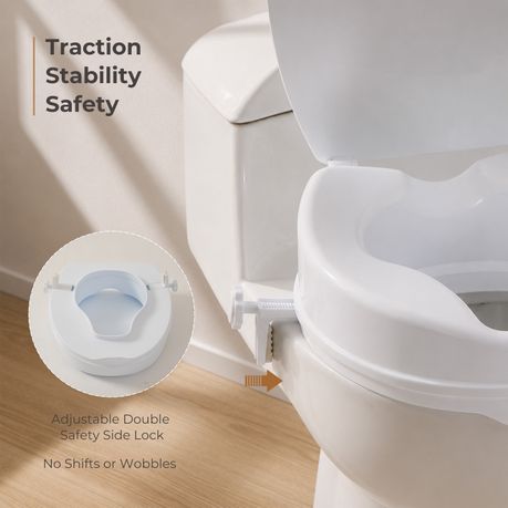 Raised Toilet Seat 10cm Elevated Riser Tool Free Bathroom Support