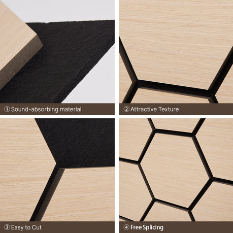 Hexagonal Soundproof Wall Panels - 4 Pack