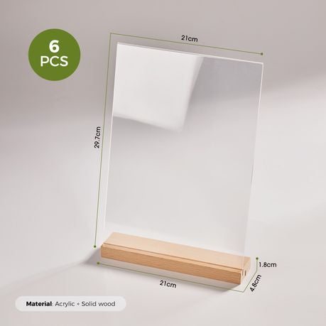 Double-Sided Acrylic Sign Holder - A4 | 6-Pack