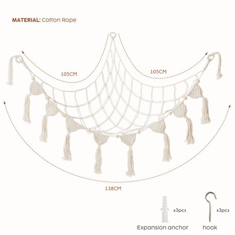 Cotton Rope Macrame Toy Storage Hammock