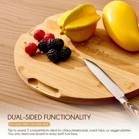 Chenshia Round Bamboo Charcuterie Board Set Serving Platter with Covered Lid