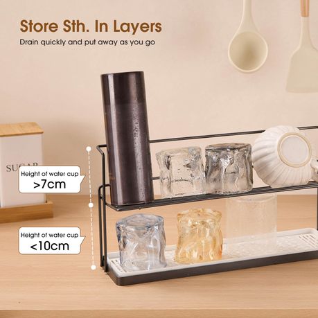 2-Tier Bottle & Cup Drying Rack with Drain Tray