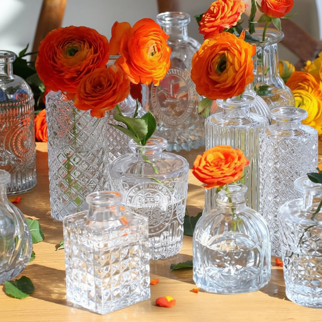 Mini Vintage Glass Bud Vases - Set of 15