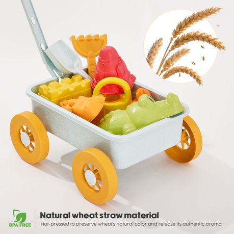 Chenshia 8Pc Wheelbarrow & Sand Castle Set - Kids Montessori Beach Toy Set