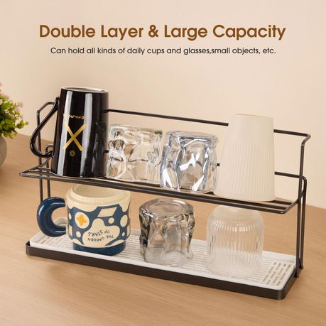 2-Tier Bottle & Cup Drying Rack with Drain Tray