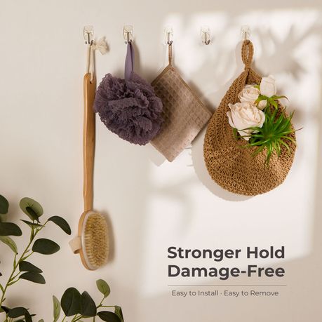 Clear Adhesive Hooks - 15Pc