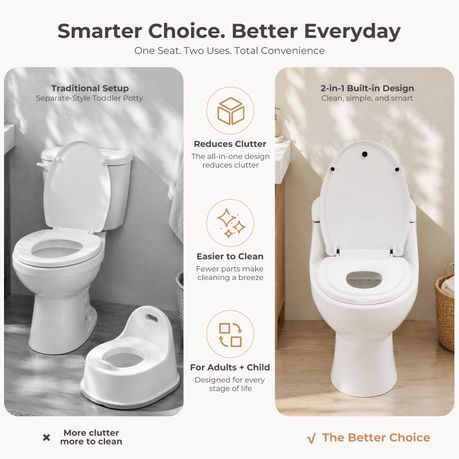 2-in-1 Toilet Seat with Built-In Toddler Seat - O Shape
