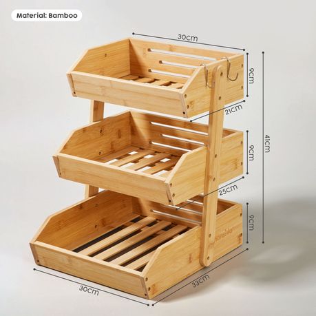 3-Tier Bamboo Kitchen Countertop Food Storage Organiser