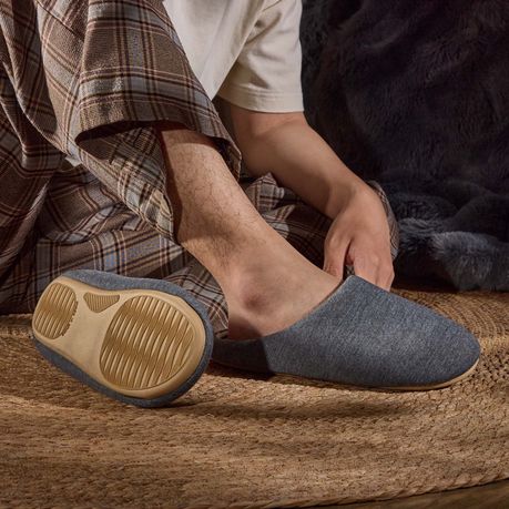 Memory Foam Cotton Slippers Grey Anti-Slip Indoor Comfort - Unisex