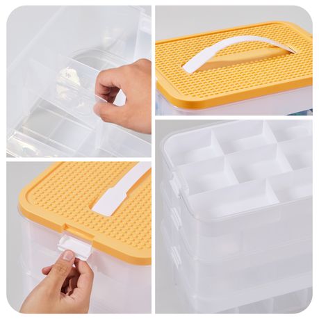 Building Block Organizer Box 3-Layer Stackable Toy Storage Bin Case