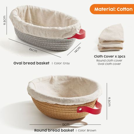 2Pc Bread Proofing Woven Basket Fermentation Banneton Set