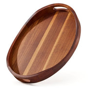 Oval Acacia Wood Serving Tray with Handles