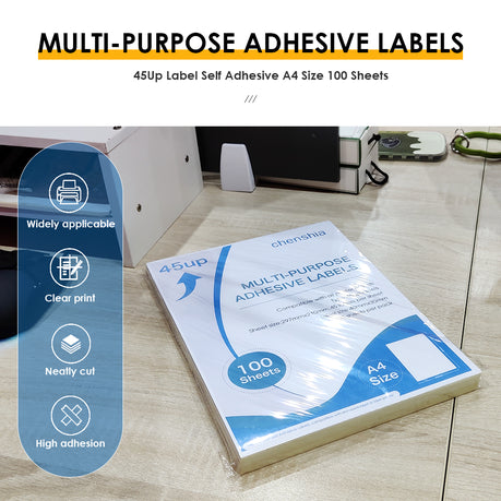 45-Up A4 Adhesive Labels (100 Sheets)