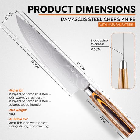 Chef Knife 8 Inch Japanese VG10 67 Layer Damascus Steel