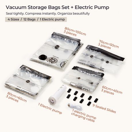 12 Pack Vacuum Storage Bags with Electric Pump