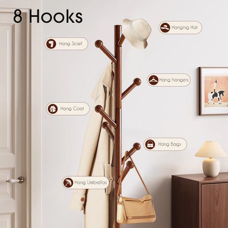 Solid Wood Freestanding Coat Rack
