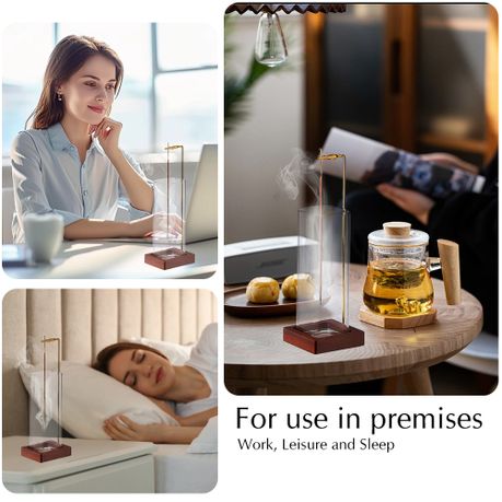 Modern Wooden Incense Burner with Glass Ash Catcher