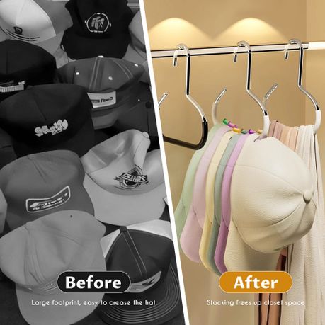 Stainless Steel Wall Hat Rack and Organiser Hooks Set