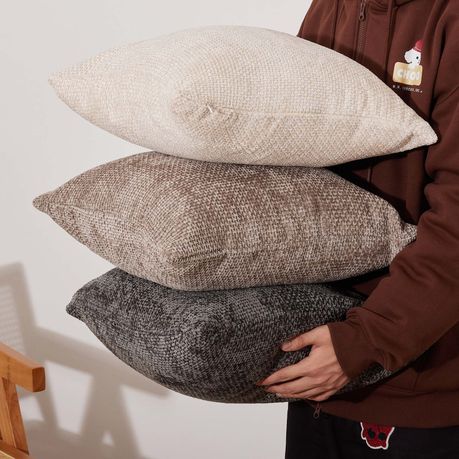4-Pack Thick Chenille Sofa Cushion Covers Luxury Decorative Pillow Cases - Brown