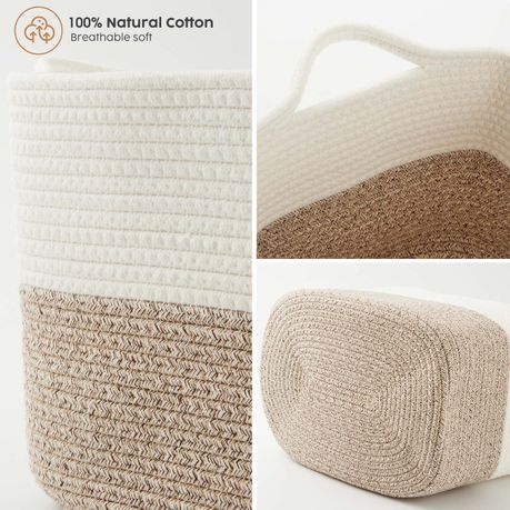 Chenshia 4Pc 19L Cotton Woven Storage Basket Cosmetic&Towel Organiser Bins