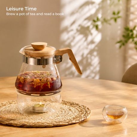 600ml Glass Pour Over Coffee Server With Wooden Handle & Spout