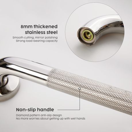 2-Pack 40cm Stainless Steel Bathroom Safety Handrails