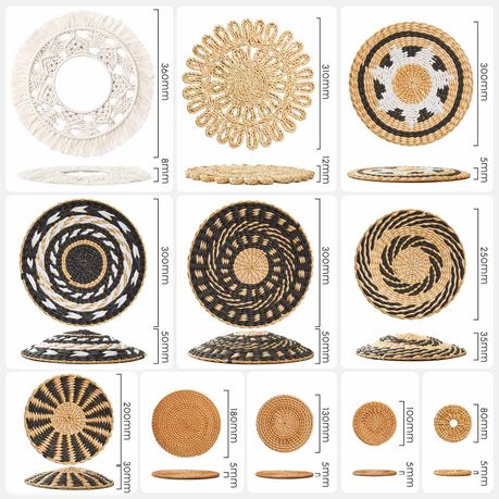 11-Piece Boho Handwoven Basket Wall Decor Dining Tabletop Placemats
