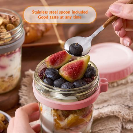 Glass Overnight Oats Jars 350ml - 4 Pack