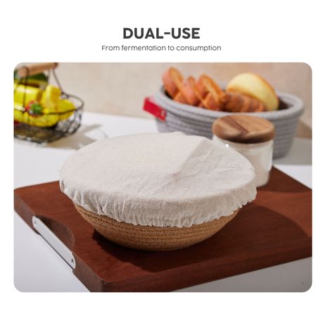 2Pc Bread Proofing Woven Basket Fermentation Banneton Set
