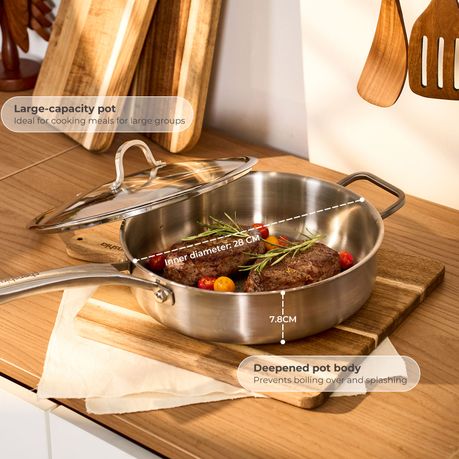 304 Stainless-Steel Deep-Frying Pan with Lid