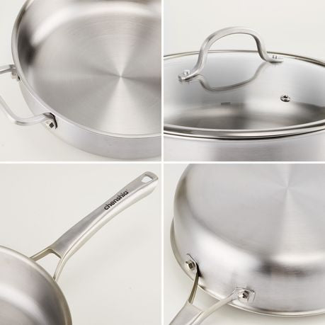 304 Stainless-Steel Deep-Frying Pan with Lid