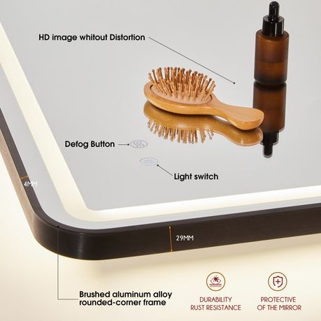 LED Bathroom Mirror Anti Fog Smart Illuminated 3-Color