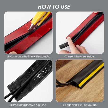 Floor Cable Cover Protector Soft PVC Cord Management Wire Runner