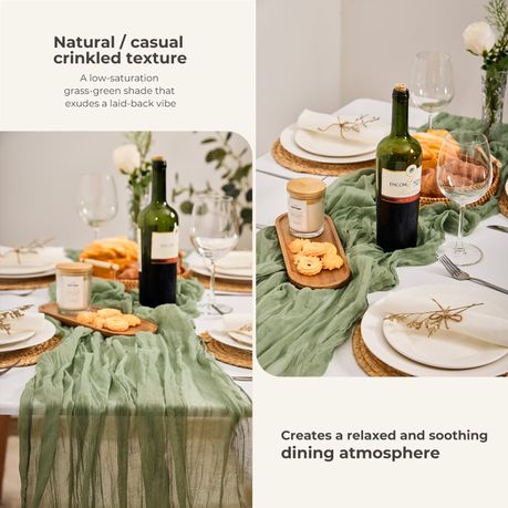 Green Cheesecloth Table Runner (2 Piece)