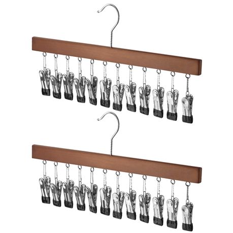 Wooden Multi-Pant Hangers with Anti-Slip Clips - 2 Pack
