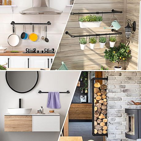 Wall-Mounted Industrial Pipe Clothes Rack | 92.5 cm (2-Pack)