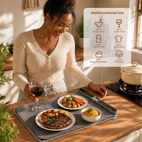 Chenshia Electric Food Warmer Mat Set Silicone Large & Foldable Buffet Tray