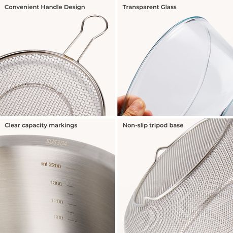 6-Piece Stainless Steel & Glass Mixing Bowl Set