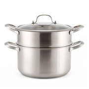Stainless Steel Steamer Pot with Glass Lid - 5.8 L
