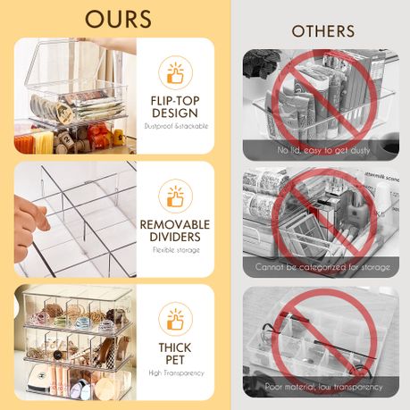 Stackable Food & Tea Bag Organiser with Adjustable Dividers