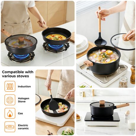 Chenshia 13pc Titanium Coating Non-Stick Cookware Utensil Set Gas Induction