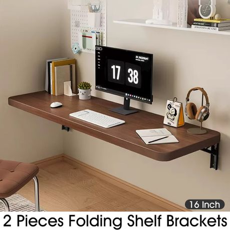 Heavy Duty Stainless Steel Collapsible Shelf Bracket - 2-Pack