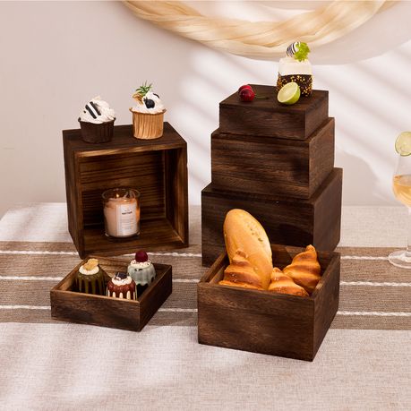 Wooden Dessert Display Riser Set - 3 Sizes (6 Pack)